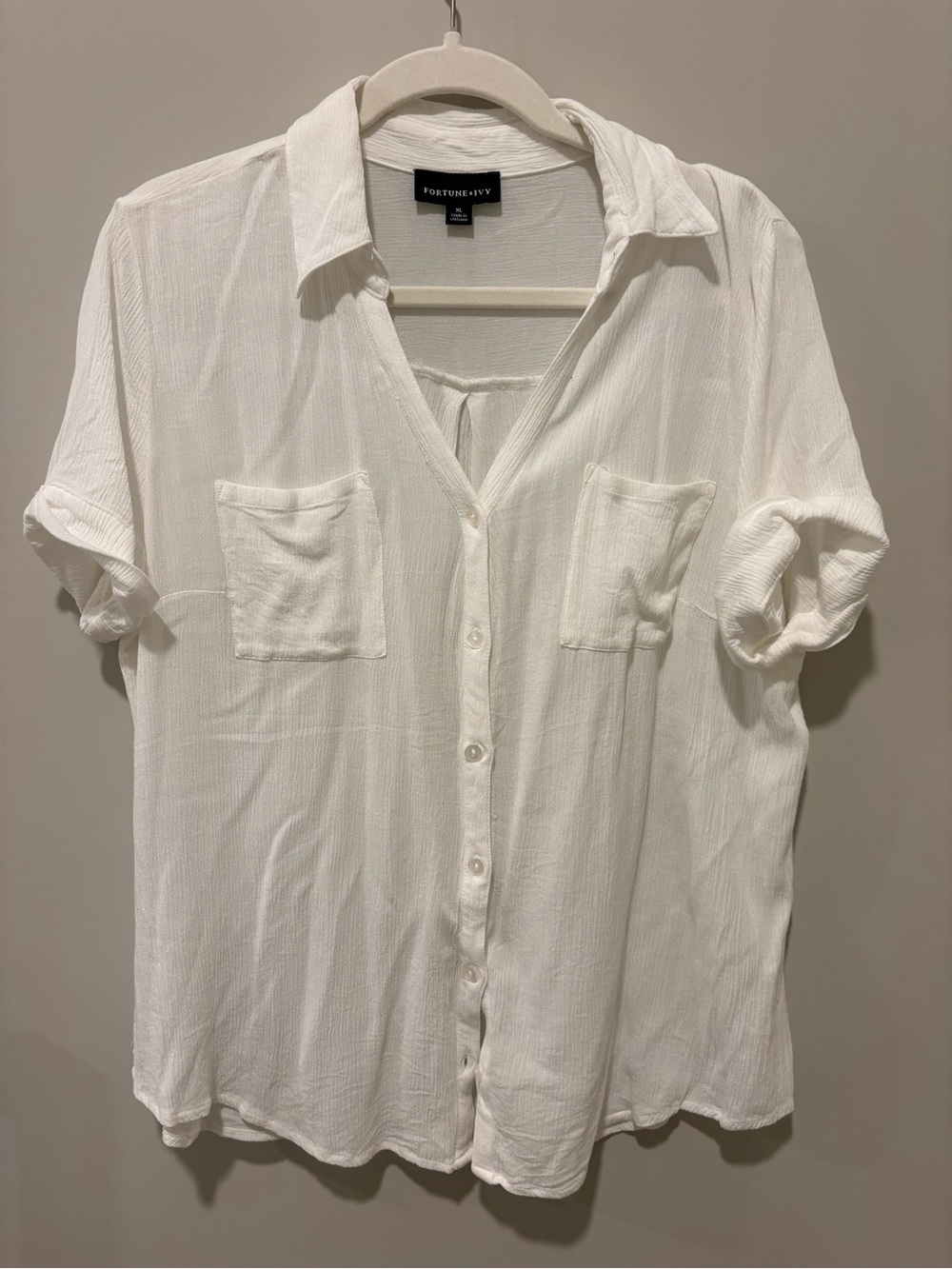 Fortune + Ivy White Short-Sleeve Button-Down Shirt